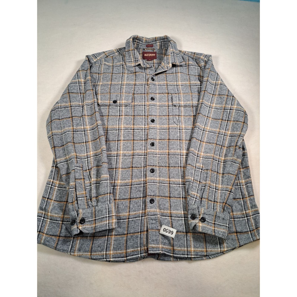 Alesbury Men's Long-Sleeved Button-Up Cotton Shirt Gray XL Regular